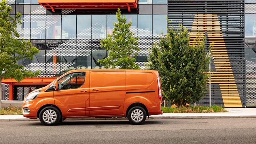 New Ford Transit van parked outside warehouse