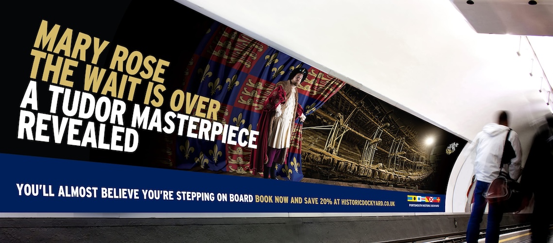 Mary Rose advertising on the London Underground platform walls